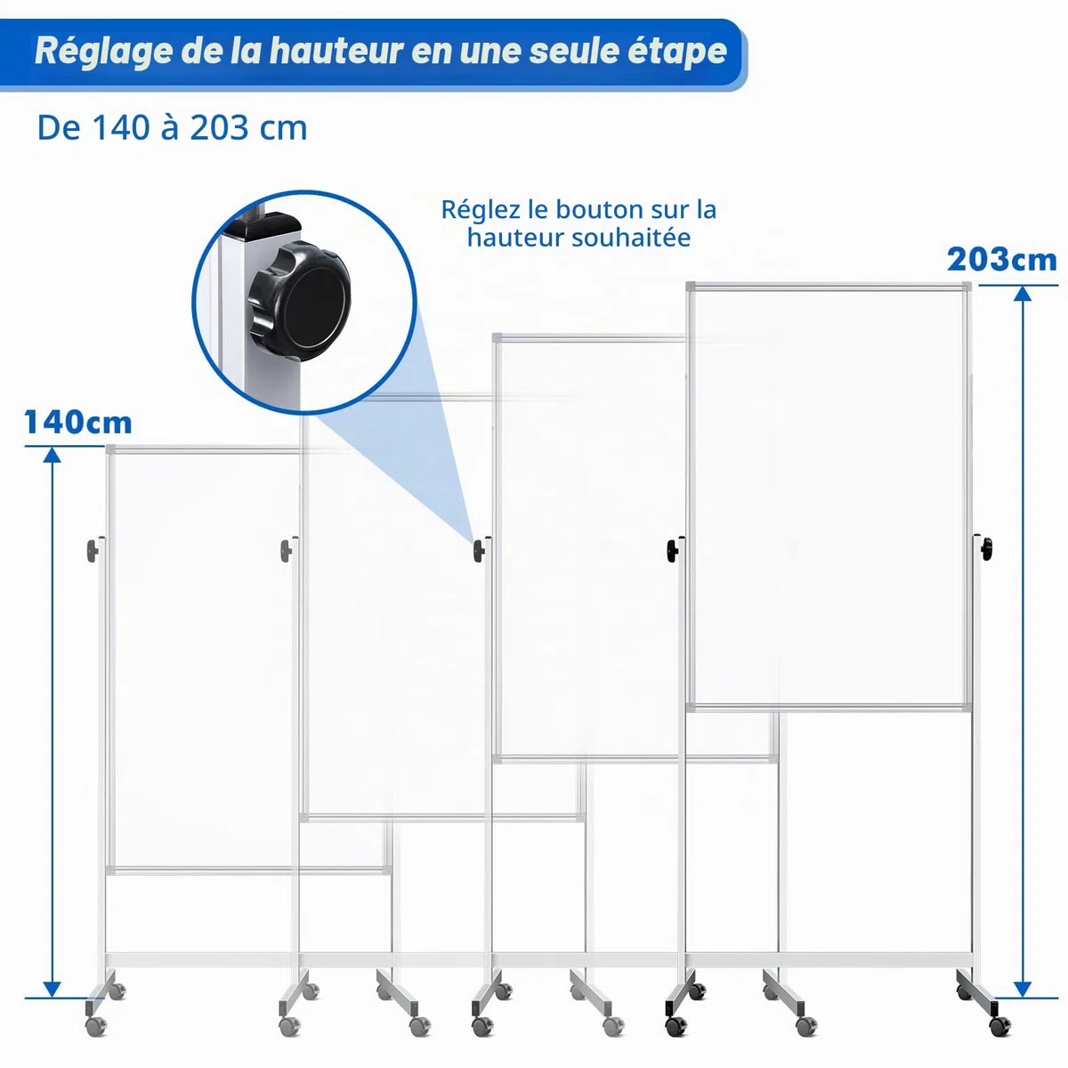maxtek Tableau Blanc Effacable Sur Pied 120 X 80 cm, Réglable en Hauteur, Magnétique Whiteboard Double Face avec Support, Effaçable a Sec - Pour Bureau, Salle de Classe et Maison