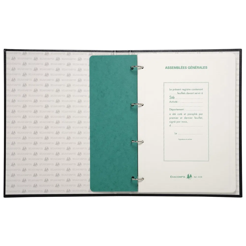 Exacompta - Réf. 539E - Carton de 10 Reliures registres 32x25cm 4 anneaux Assemblées Générales -