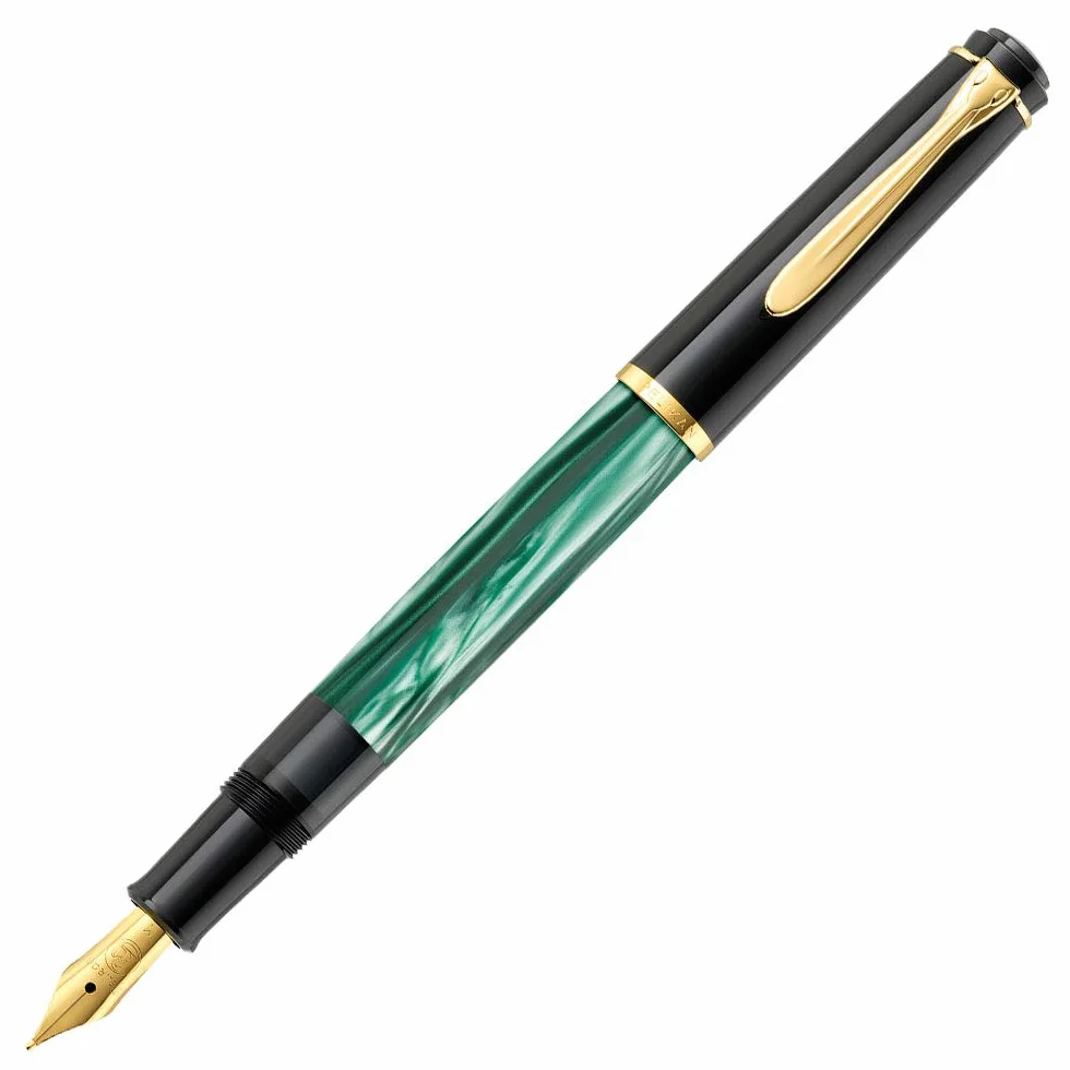 Pelikan Elegance Stylo plume de luxe Souverain M200 Pointe Moyenne Noir/Vert