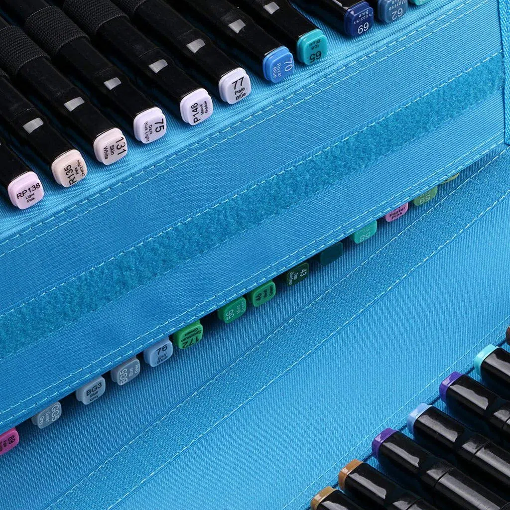 LUQIN Pen Sac Crayon Case 2 pcs Mark Touch Stylo Sac Crochets de Rangement Sac de Peinture Sac de Rangement étudiant, Apprendre (Couleur : Blue)