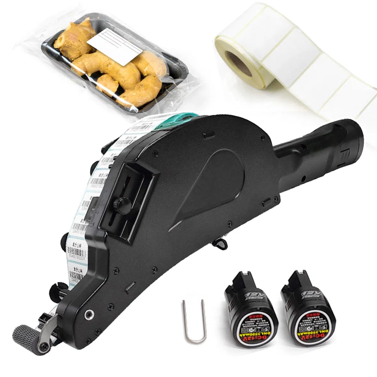 Applicateur d'étiquettes Autocollantes Rechargeables pour étiquettes à Une Seule rangée - Utilisation Portable, Prend en Charge diverses étiquettes de Forme, avec 2 Piles, 4 cm (4cm)