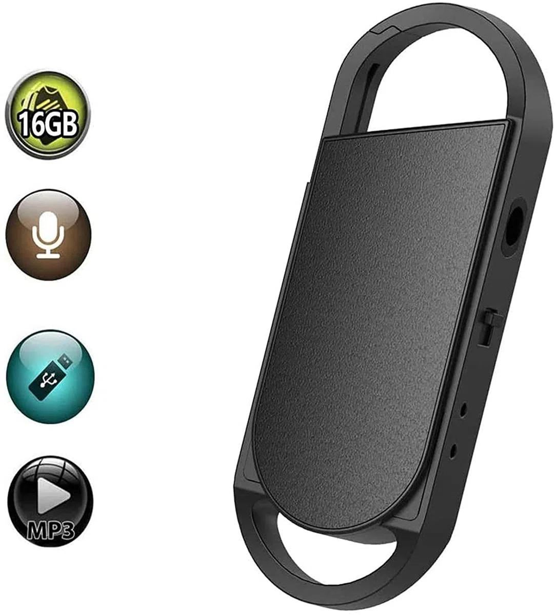 Enregistreur Vocal de Porte-clés, enregistreur Audio Rechargeable 32 Go avec Une Lecture et Un écouteur, Mini Bande Portable Dictaphone avec réduction du Bruit Intelligent, USB
