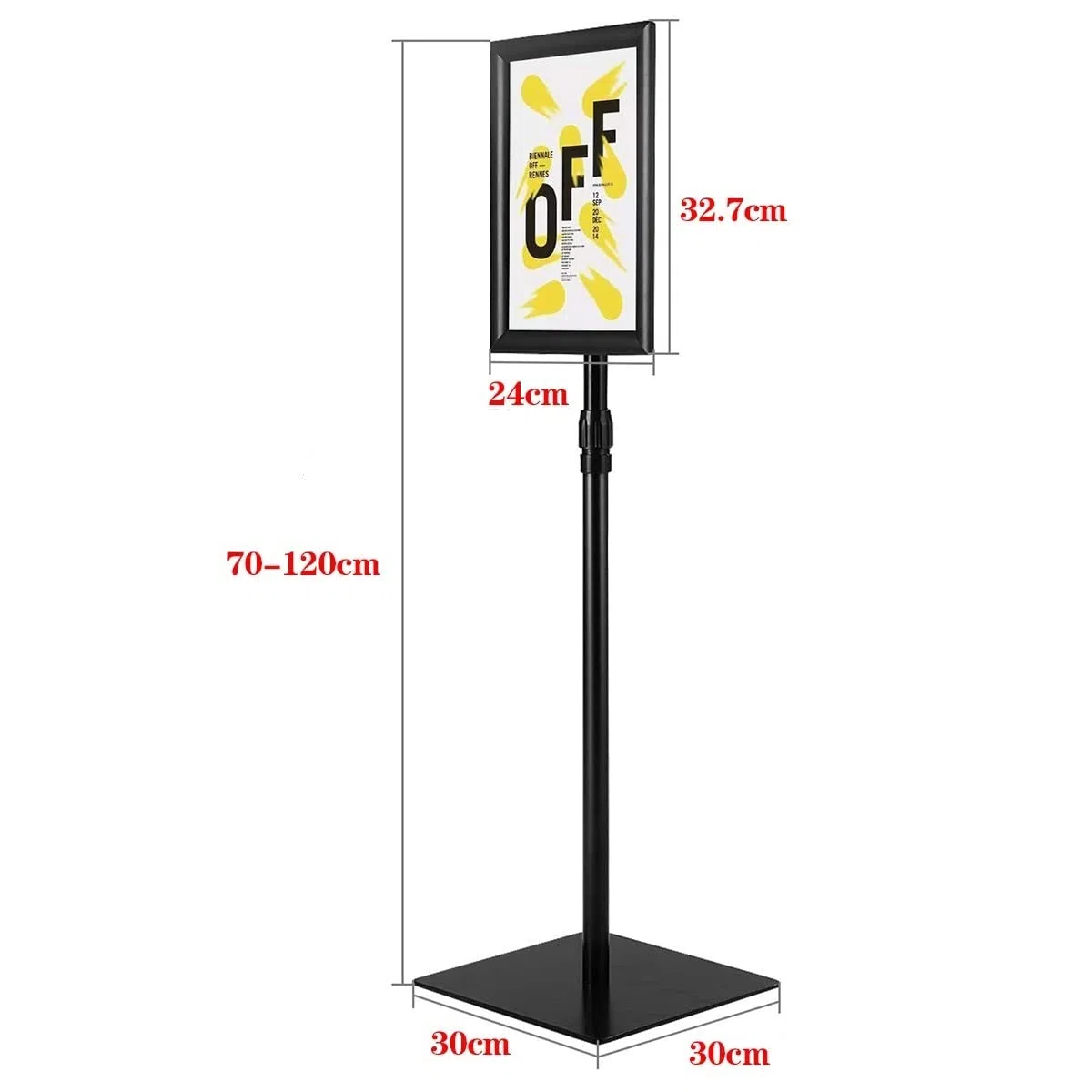 Support de panneau sur pied réglable – Cadre en aluminium robuste pour affichages verticaux et horizontaux, support de sol durable pour affiches et panneaux