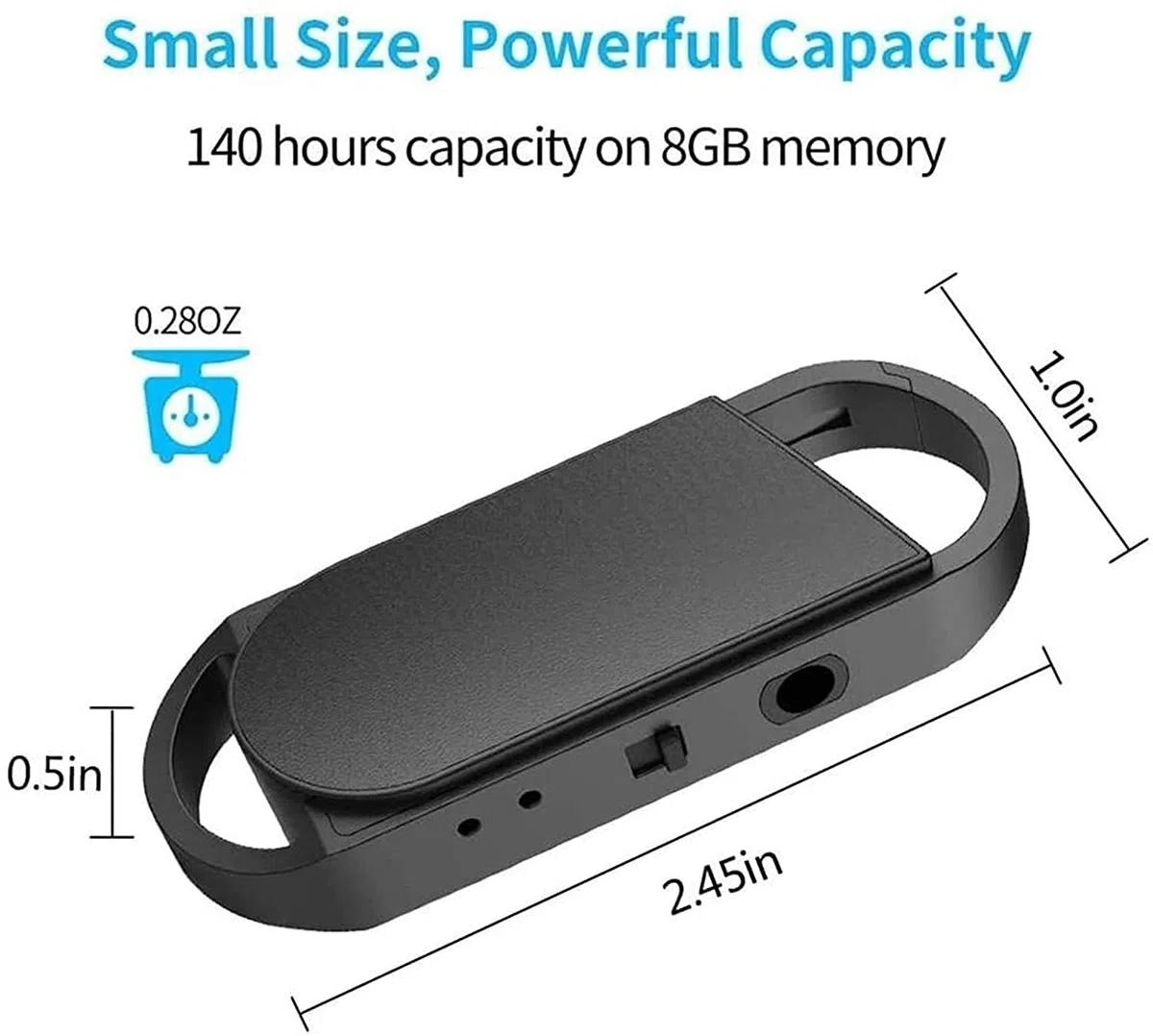 Enregistreur Vocal de Porte-clés, enregistreur Audio Rechargeable 32 Go avec Une Lecture et Un écouteur, Mini Bande Portable Dictaphone avec réduction du Bruit Intelligent, USB