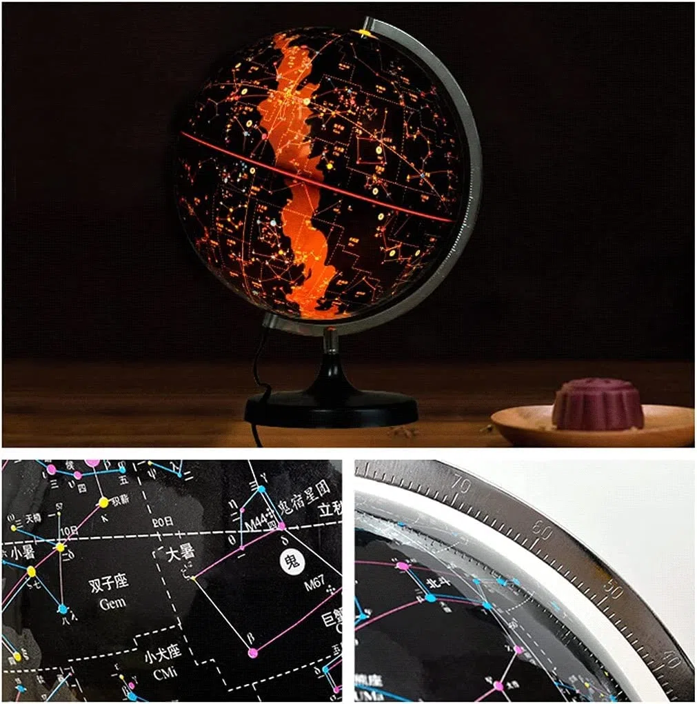 Globe, Grand globe constellation transparent noir avec marquage de texte(B)