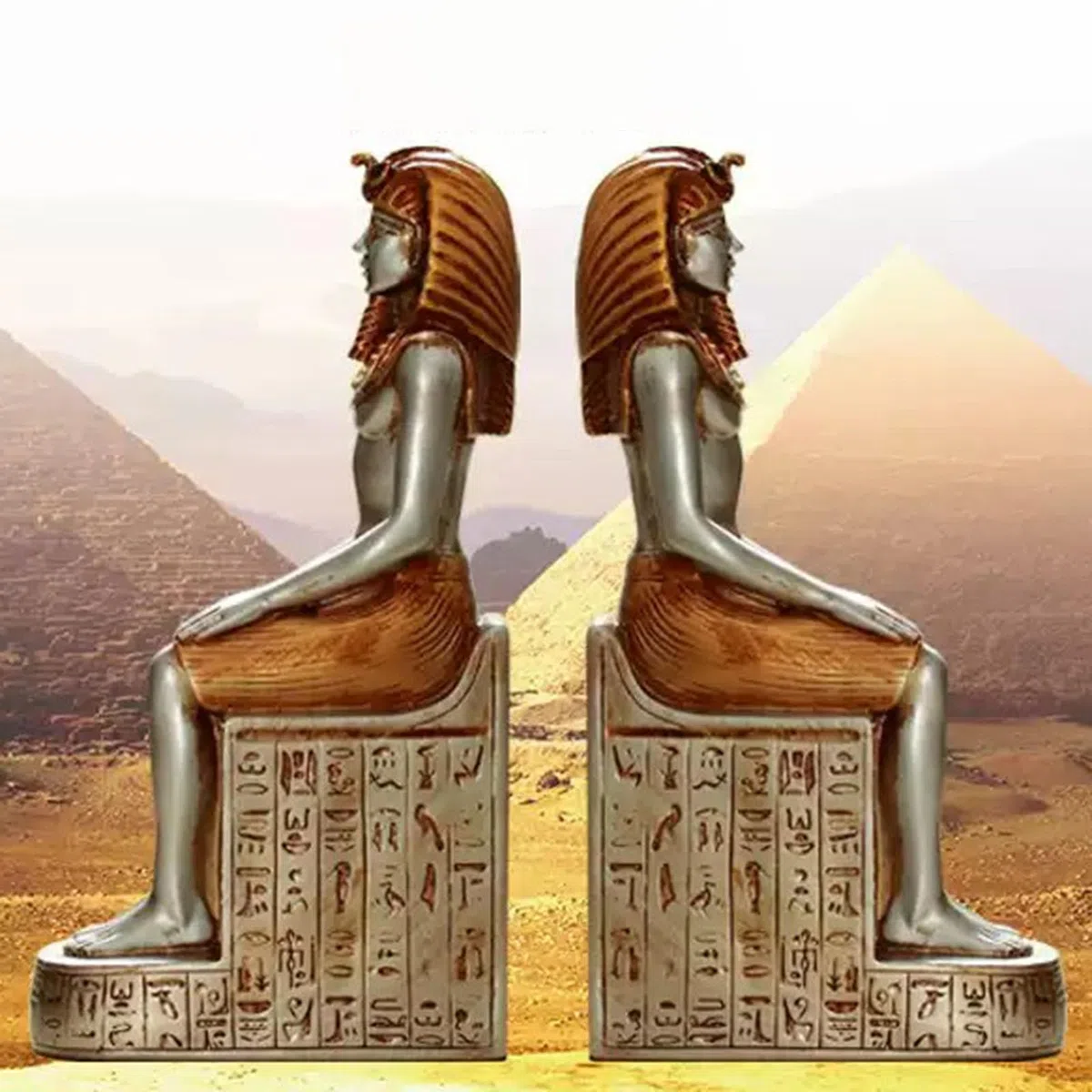 Serre-Livres Pharaon Égyptien, Figurine Décorative en Résine Toutankhamon, Lot De 2