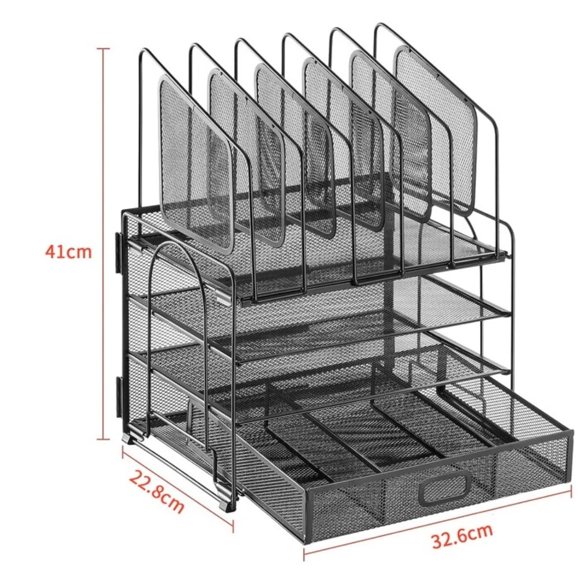 Organisateur de Bureau Organisateur De Bureau En Maille Avec Plateau À Tiroir Coulissant Et Boîte De Rangement À 5 Sections Verticales Rangement Fourniture Bureau