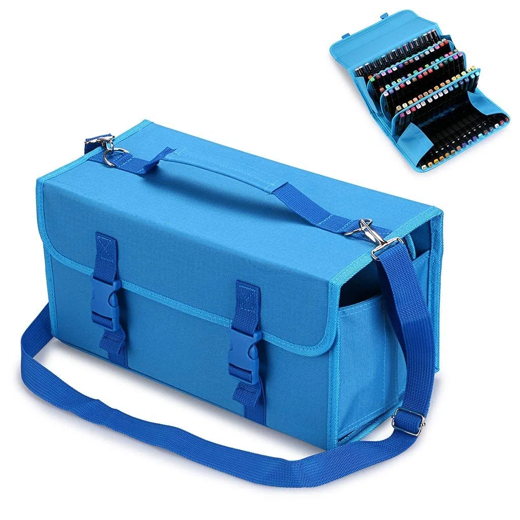 LUQIN Pen Sac Crayon Case 2 pcs Mark Touch Stylo Sac Crochets de Rangement Sac de Peinture Sac de Rangement étudiant, Apprendre (Couleur : Blue)