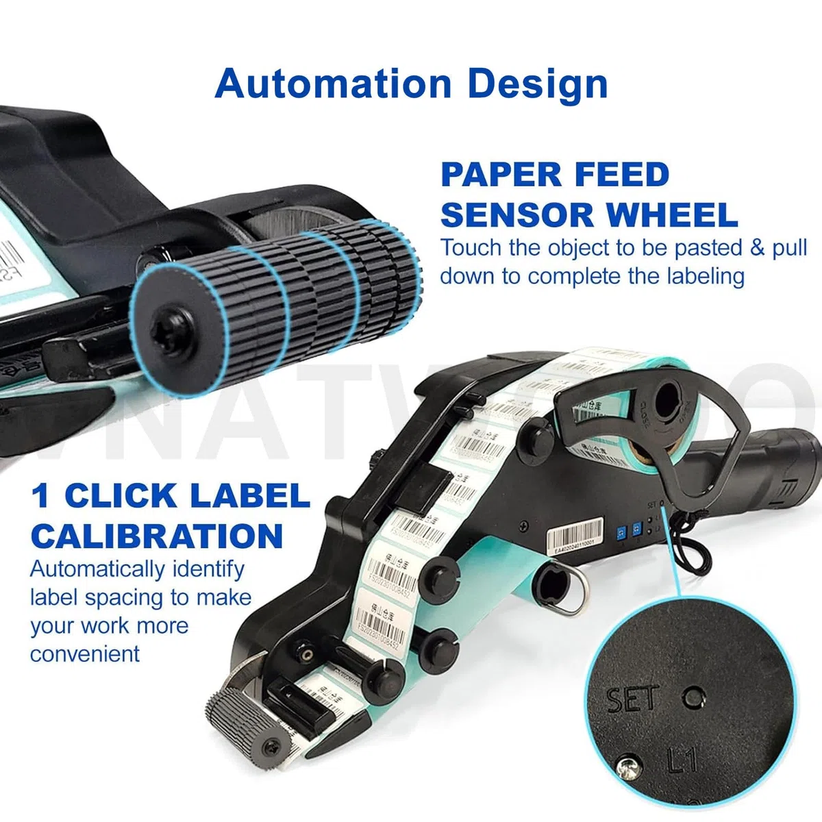 Applicateur d'étiquettes portable, distributeur électrique portatif d'autocollants, étiqueteuse automatique sans fil pour la logistique, l'entrepôt, les produits frais