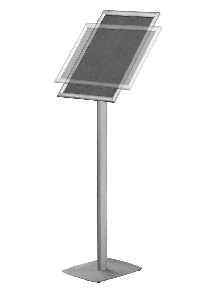 EUROPEL Présentoir d'information avec cadre pliant A3 - Portrait/Paysage rotatif - pied de sol - aluminium - argent - hauteur : 1,12 m