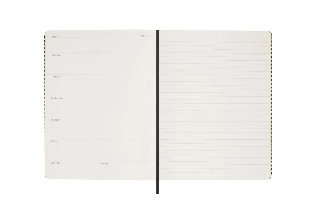 Moleskine Shine Sammlerbox: undatierter Wochenkalender Gold Umschlag Kaweco Füllfederhalter schwarz