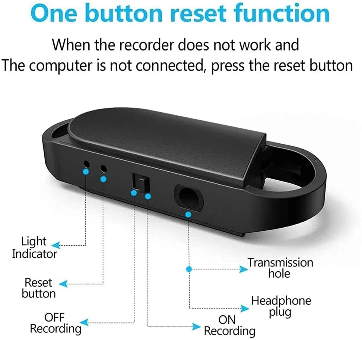 Enregistreur Vocal de Porte-clés, enregistreur Audio Rechargeable 32 Go avec Une Lecture et Un écouteur, Mini Bande Portable Dictaphone avec réduction du Bruit Intelligent, USB
