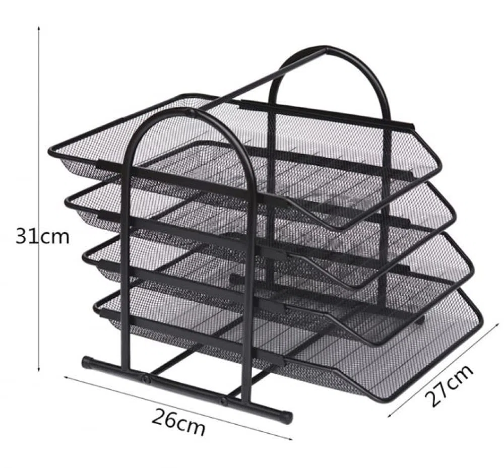 DYTWXG Plateau de Support à 4 Couches Format A4 Papier Lettre Dossier Porte-revues Bureau métal Fer Maille Organisateur de Documents