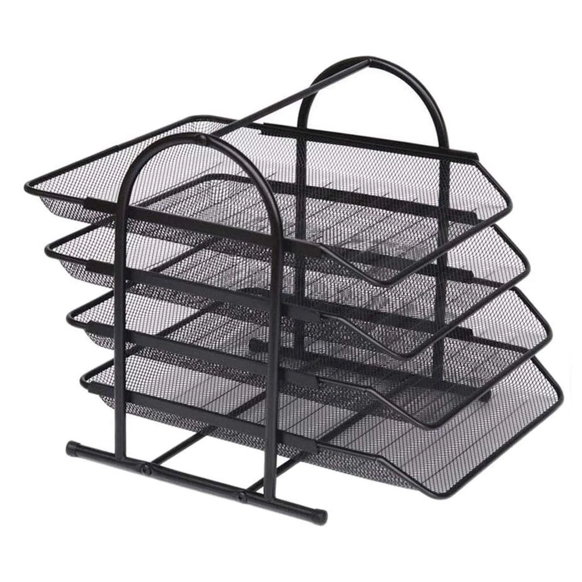 DYTWXG Plateau de Support à 4 Couches Format A4 Papier Lettre Dossier Porte-revues Bureau métal Fer Maille Organisateur de Documents