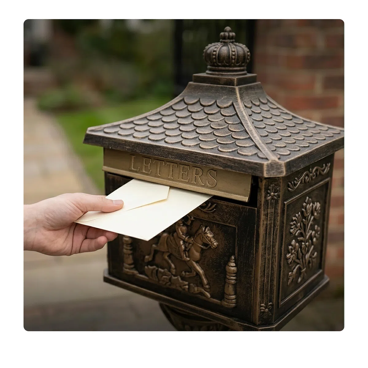 Boîte aux Lettres sur Pied Relaxdays, Style Antique Britannique, Noire