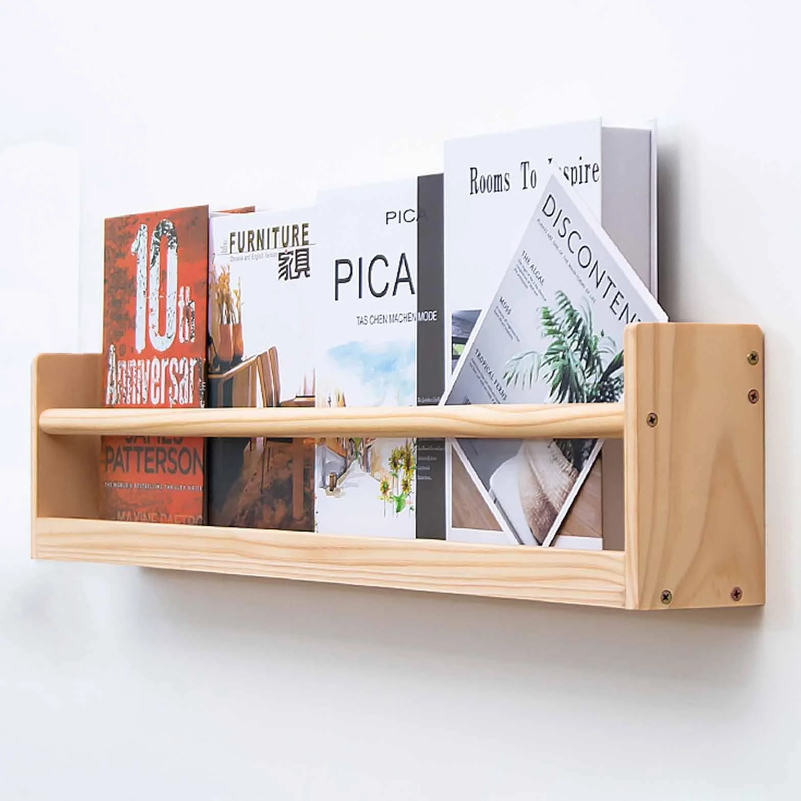 Porte-brochures, Support Mural pour Magazines en Bois, étagère de Bureau pour Salon, présentoir de brochures, dépliant de littérature (80 cm/35) (80 cm/35)