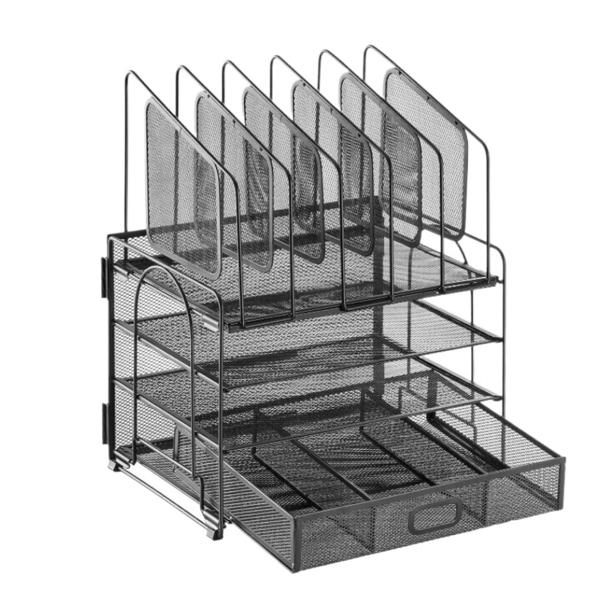 Organisateur de Bureau Organisateur De Bureau En Maille Avec Plateau À Tiroir Coulissant Et Boîte De Rangement À 5 Sections Verticales Rangement Fourniture Bureau