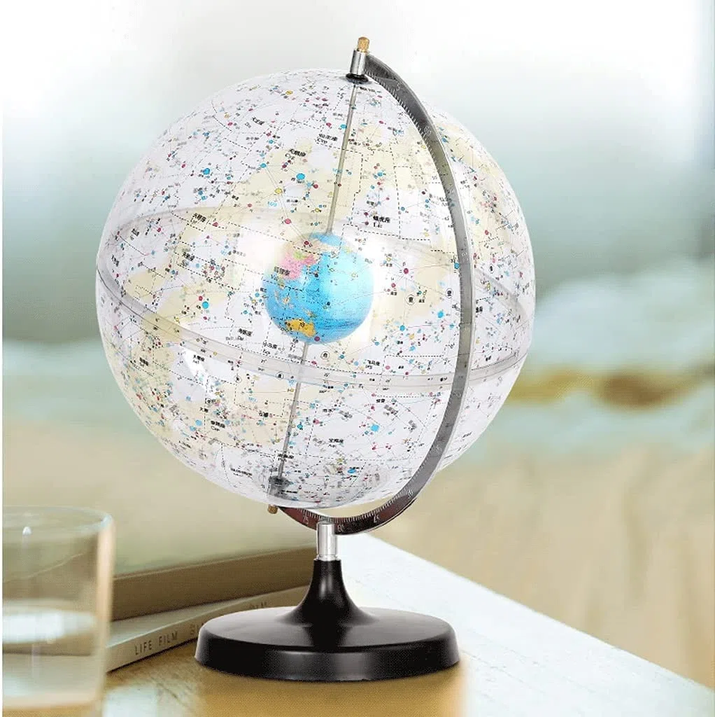 Globe, Grand globe constellation transparent noir avec marquage de texte(B)