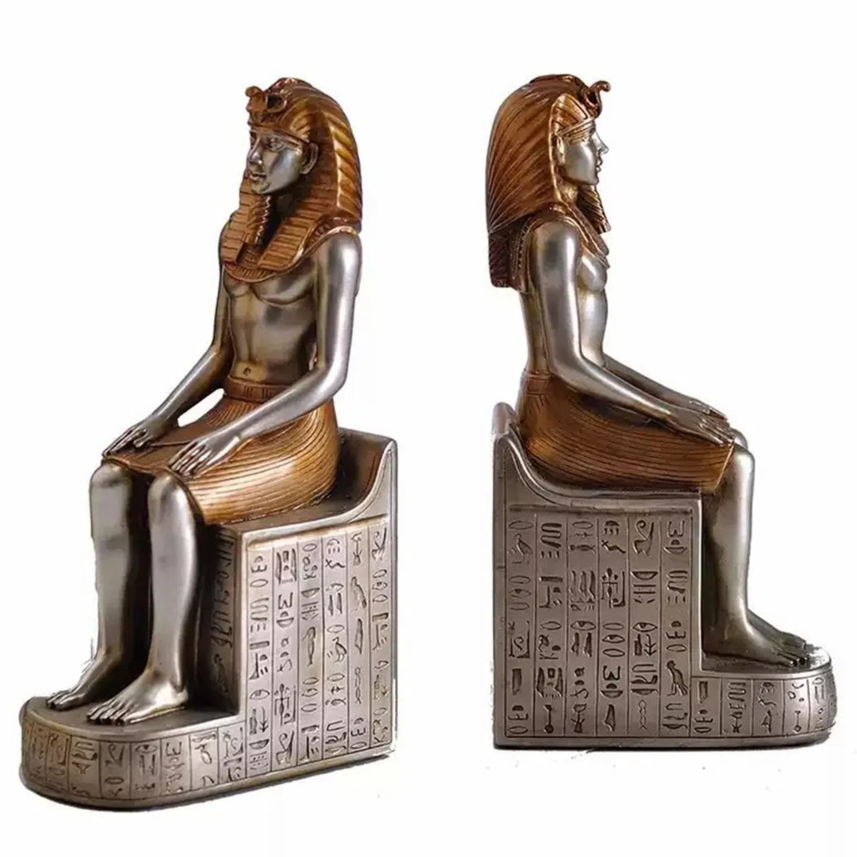 Serre-Livres Pharaon Égyptien, Figurine Décorative en Résine Toutankhamon, Lot De 2