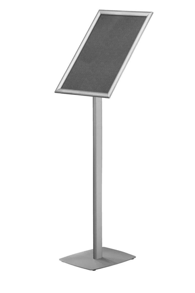 EUROPEL Présentoir d'information avec cadre pliant A3 - Portrait/Paysage rotatif - pied de sol - aluminium - argent - hauteur : 1,12 m