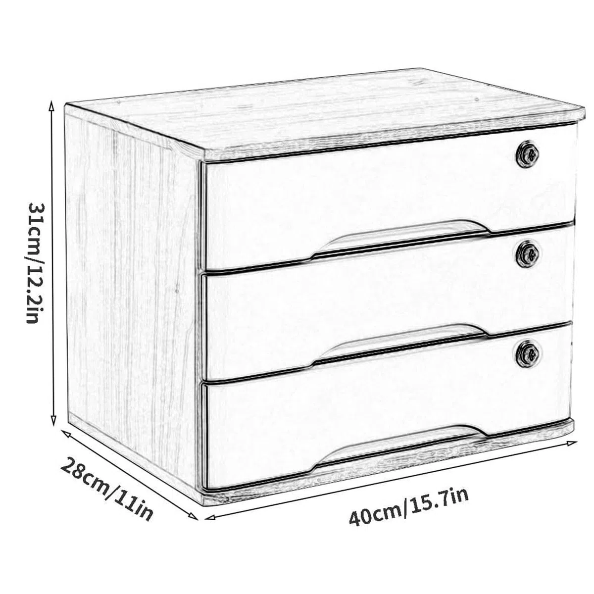 Rangement Bureau Organiseur De Bureau En Bois, Organiseur De Bureau Avec Serrure, Classeur À Plat A4, Peut Servir À Agrandir Le Support Pour Écran D'ordinateur