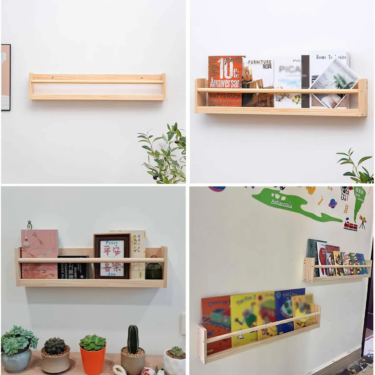 Porte-brochures, Support Mural pour Magazines en Bois, étagère de Bureau pour Salon, présentoir de brochures, dépliant de littérature (80 cm/35) (80 cm/35)