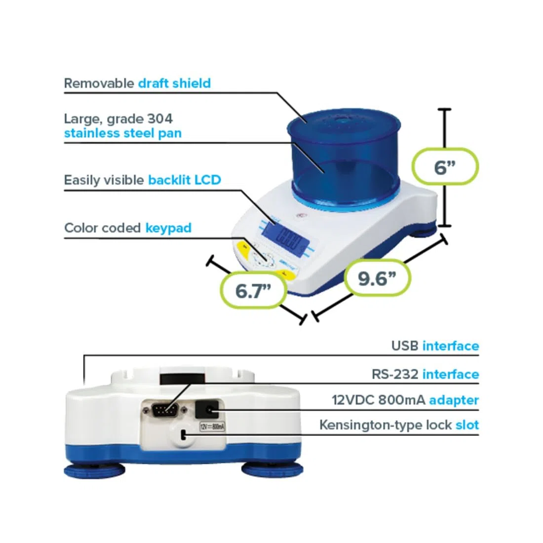 AE Adam Hcb 2202 Portable Compact équilibre, 2200 g x 0,01 g