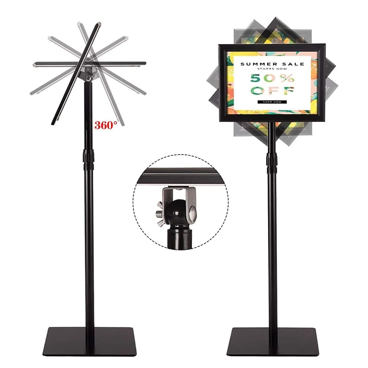 Support de panneau sur pied réglable – Cadre en aluminium robuste pour affichages verticaux et horizontaux, support de sol durable pour affiches et panneaux