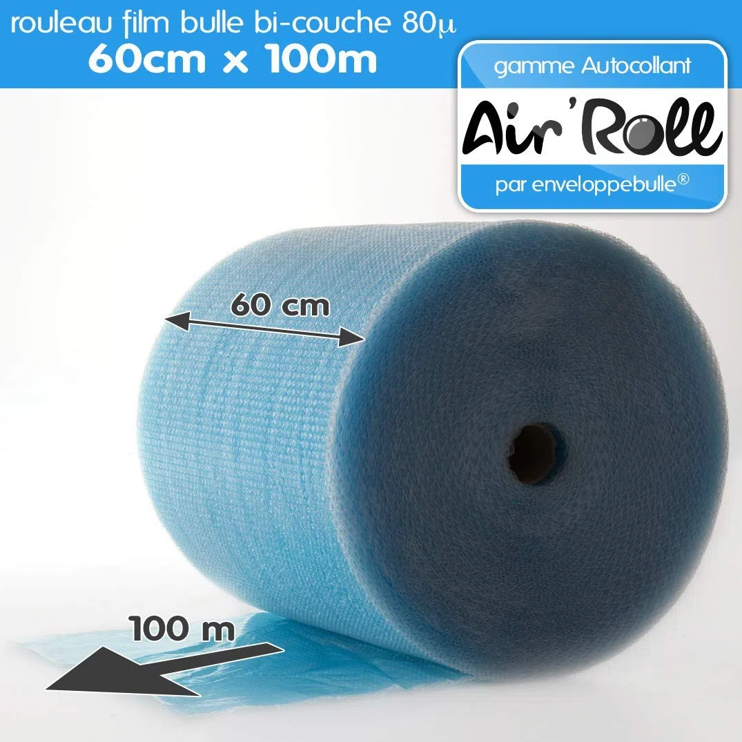 enveloppebulle 1 Rouleau de film bulle d'air largeur 60cm x longueur 100m - gamme Air'Roll AUTOCOLLANT